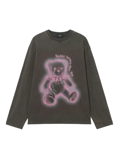 We11 Done Choker Teddy Print Long-sleeved T-shirt In Blue