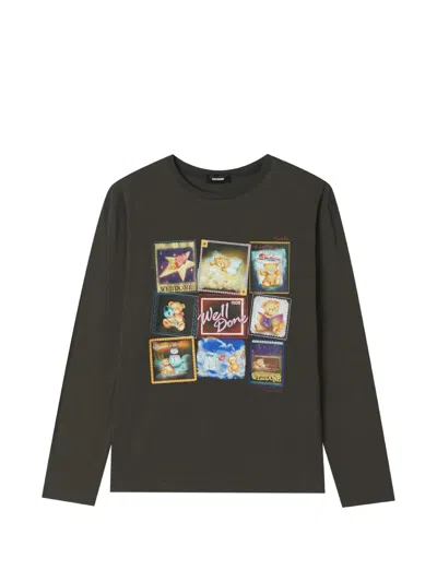 We11 Done Teddy Graphic-print Long-sleeve T-shirt In Gray