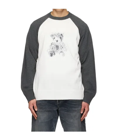 We11 Done Teddy Long-sleeved Knit Sweater In White