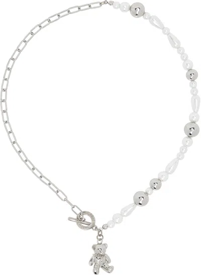 We11 Done Teddy Pearl Necklace In Silver