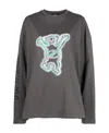 We11 Done Grey Colourful Teddy Print Long Sleeve Cotton T-shirt In Black