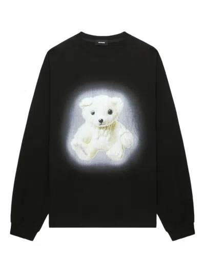 We11 Done Teddy-print Long-sleeve Top In Black