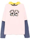 We11 Done Teddy Twins Layered Hoodie In Pink