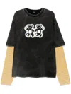 We11 Done T-shirt Im Layering-look Mit Teddy In Schwarz