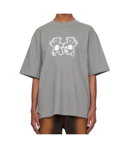 We11 Done Gray Teddy Twins T-shirt In M/grey