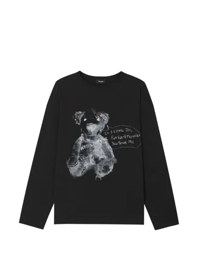 We11 Done Teddy-bear Print Long-sleeve T-shirt In Black
