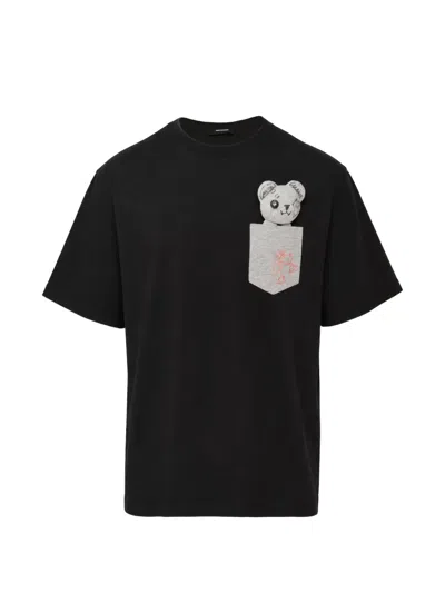 We11 Done Teddy-motif Chest-pocket T-shirt In Black