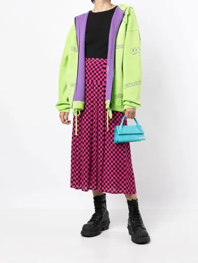 We11 Done Terry-cloth Zip-up Hoodie In Lime