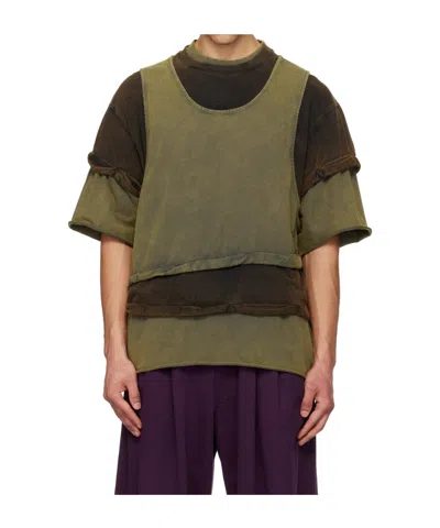 We11 Done Three-layer Short-sleeved T-shirt In Green