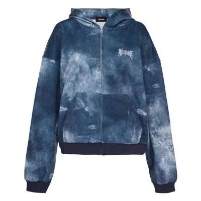 We11 Done Trompe L'oeil Denim Print Hoodie In Multi