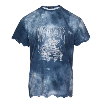 We11 Done Trompe L'oeil Denim Print Tee In Blue