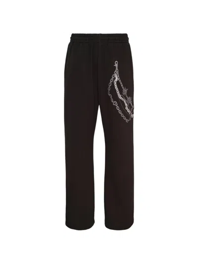 We11 Done Trompe-l'oeil Chain-print Track Pants In Black