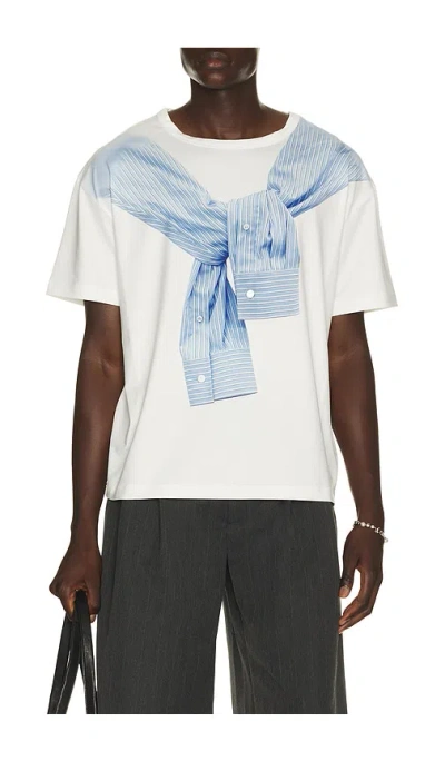 We11 Done Trompe-l'oeil Tied Up T-shirt In White
