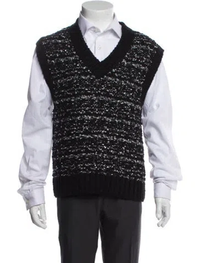 Pre-owned We11 Done Tweed Pattern V-neck Sweater Vest In Black