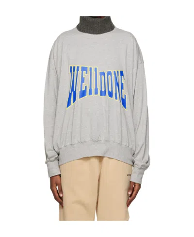 We11 Done Unbalanced Logo-print Sweatshirt In White