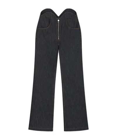WE11 DONE UNEVEN THIGH-RISE WIDE-LEG JEANS