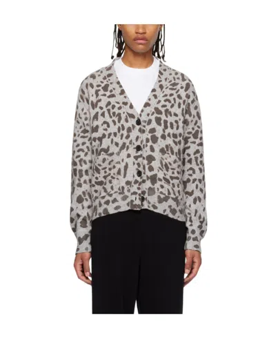 We11 Done V-neck Long-sleeved Knitted Cardigan In Grey