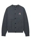 We11 Done Varsity Teddy Button-up Cardigan In Gray