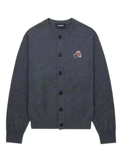 We11 Done Varsity Teddy Button-up Cardigan In Gray
