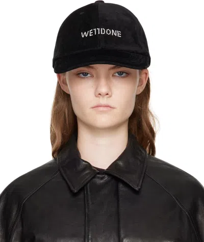 We11 Done Velvet-denim Cap In Black