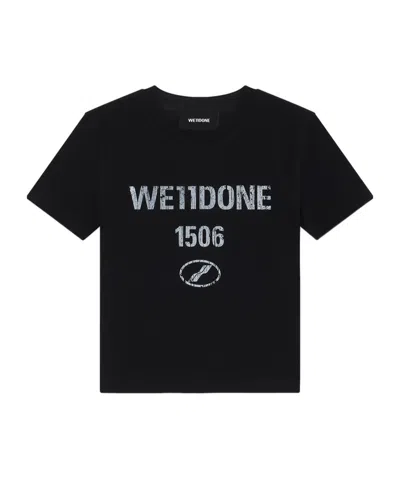 WE11 DONE LOGO-PRINT CROPPED T-SHIRT
