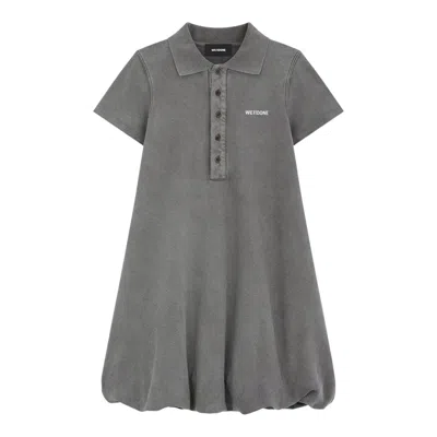 We11 Done Washed Bubble Polo Mini Dress In Gray