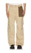 We11 Done Washed Cargo Trousers In Nude