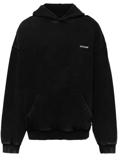 We11 Done Washed Logo Hoodie In Black