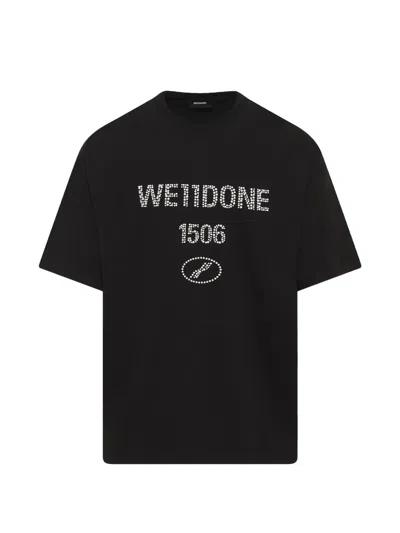 We11 Done Washed Pearl-embellished T-shirt In Black
