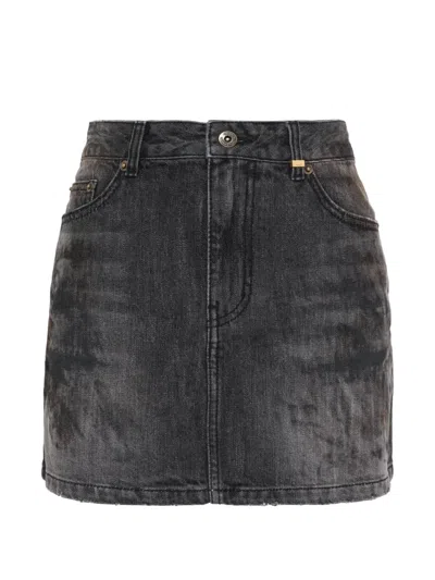 We11 Done Black Womens Washed Denim Mini In Gray