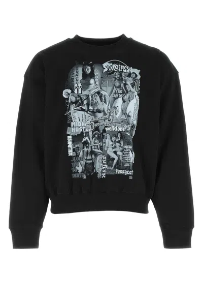 WE11 DONE WE11DONE BLACK COTTON OVERSIZE SWEATSHIRT