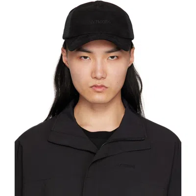 We11 Done We11done Black Logo Embroidery Suede Baseball Cap