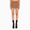We11 Done Checked Wool Mini Skirt With Side Zip In Orange
