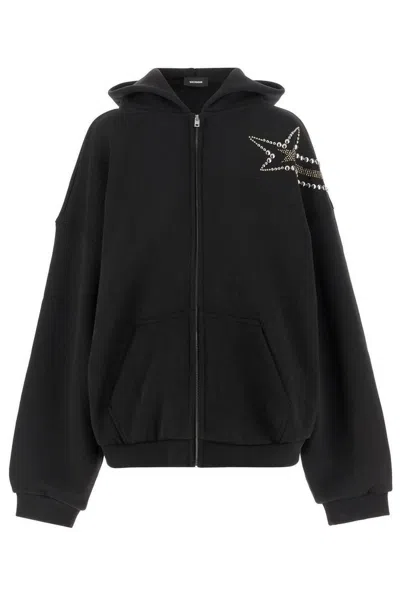 We11 Done We11done Embellished Zipped Hoodie In Black