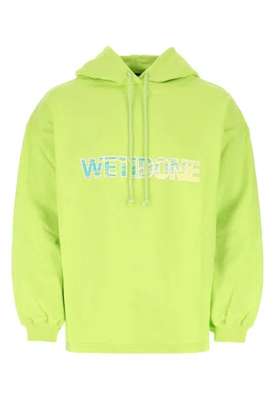 WE11 DONE WE11DONE FLUO GREEN COTTON OVERSIZE SWEATSHIRT