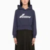 We11 Done Solid Color Cropped Hoodie With Printed Logo