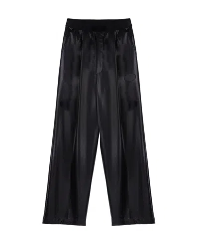 We11 Done Wet-look Wide-leg Trousers In Black