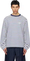 We11 Done Striped Long-sleeved T-shirt In Blue