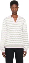 We11 Done White & Pink Striped Polo In Light Pink