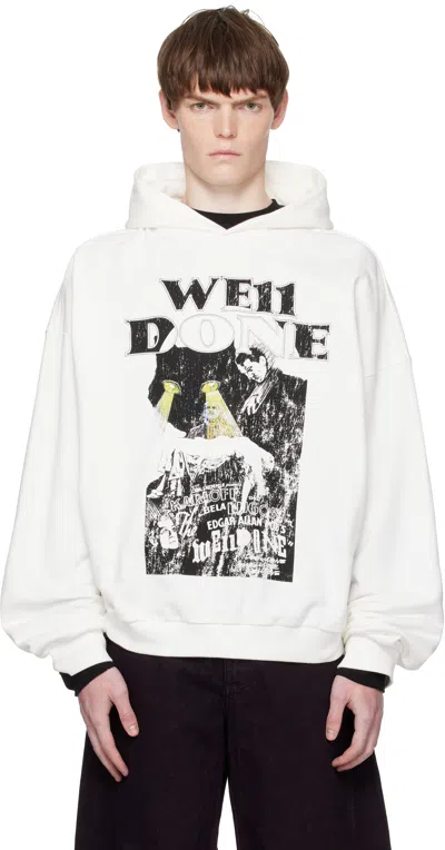 We11 Done White Black Cat Poster Hoodie