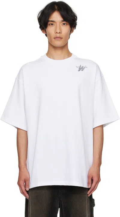We11 Done White Cotton 'wd' Logo T-shirt