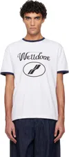 We11 Done White Cursive Logo Fitted Ringer T-shirt In Neutral