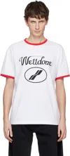 We11 Done White Cursive Logo Fitted Ringer T-shirt In White