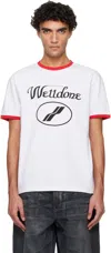 We11 Done White Cursive Logo Fitted Ringer T-shirt In White