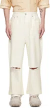 We11 Done White Foil Coated Jeans In White
