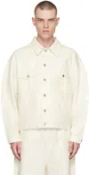 We11 Done Foil Coated Oversized Denim Trucker Jacket In White