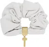 We11 Done White Key Charm Leather Scrunchie In White