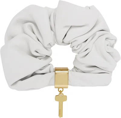 We11 Done White Key Charm Leather Scrunchie