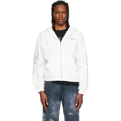 We11 Done White Lace 'we11done' Zip-up Hoodie