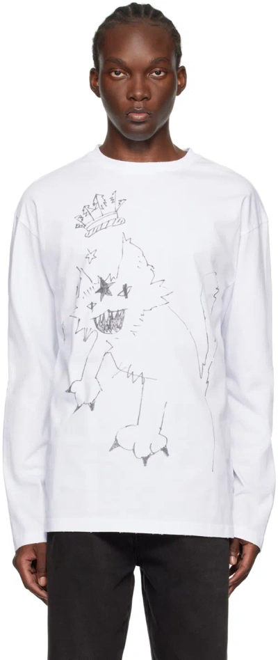 WE11 DONE WHITE MONSTER LONG SLEEVE T-SHIRT